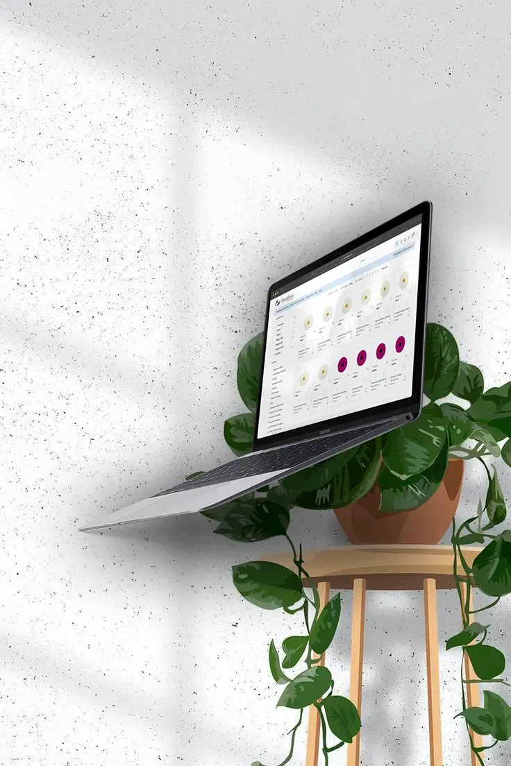 A laptop showing the Hoekhuis Bloemgroep whitelabel purchasing environment