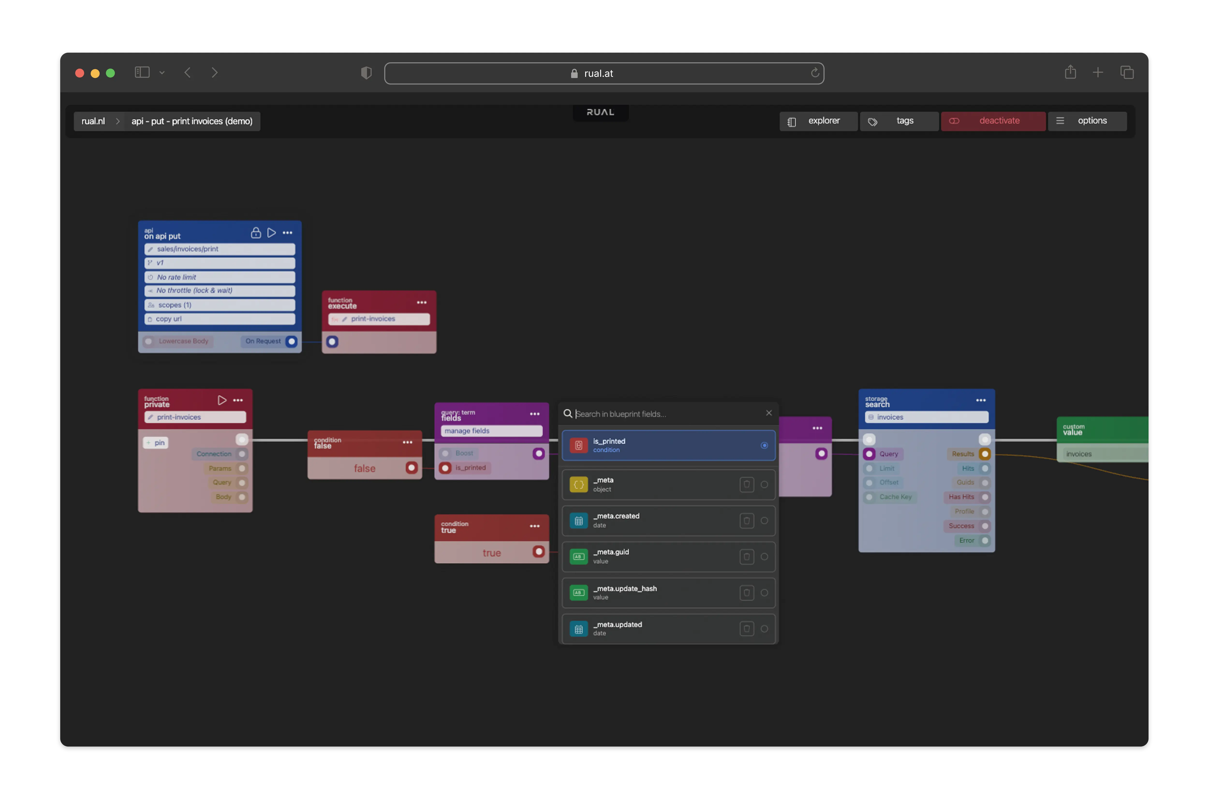 overview of RUAL visual flow editor